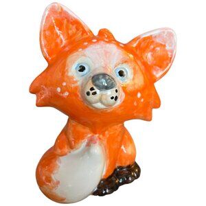 FOX COIN BANK Handpainted Ceramic Stopper Adorable 7.5" tall